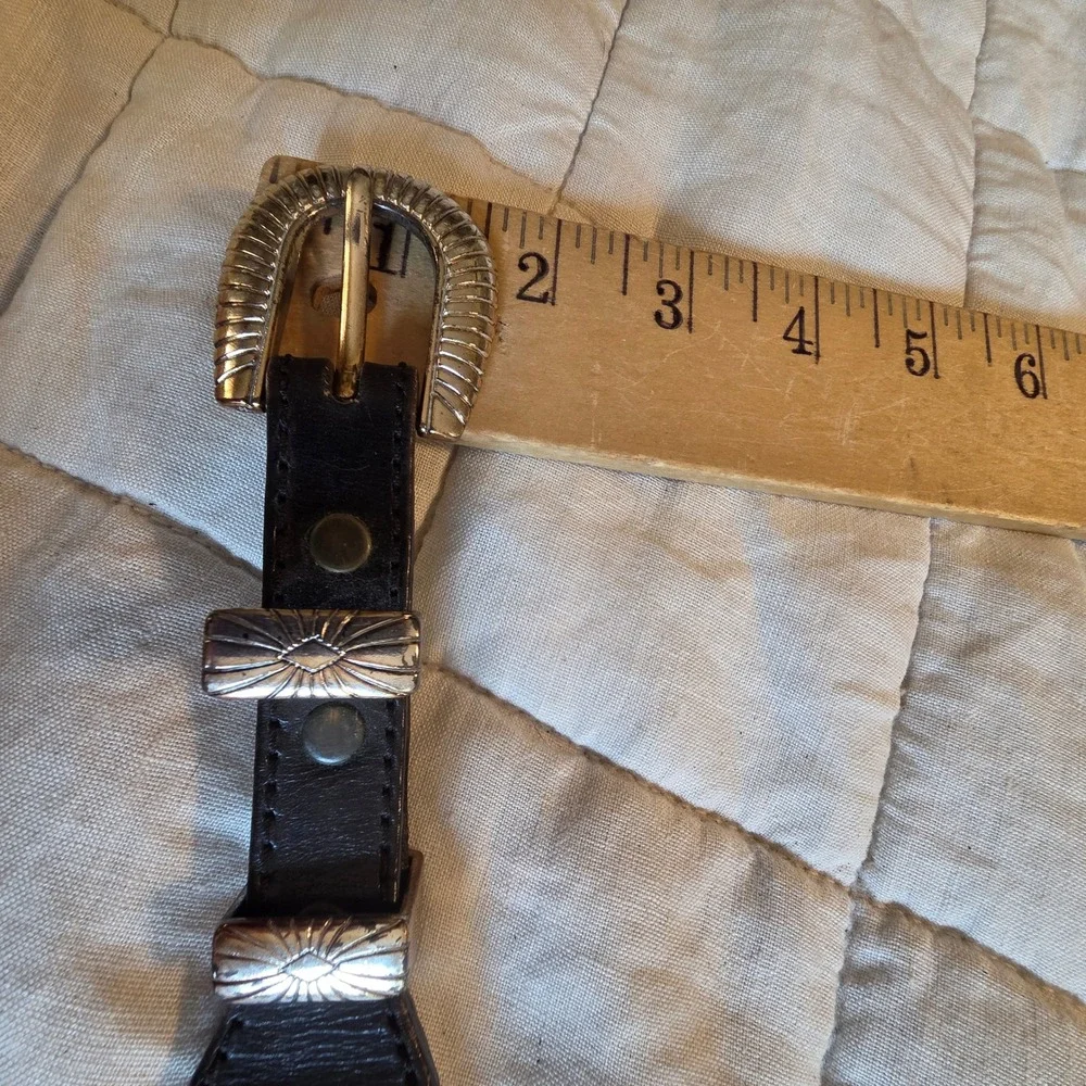 Braided Leather Belt Mens 38 Black Good Western Silver Hardware 65803
